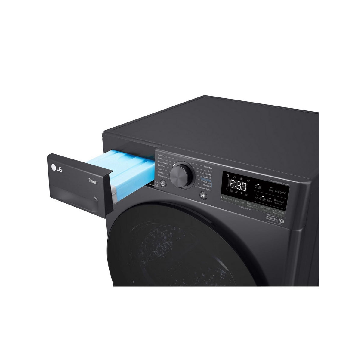 LG FDV709GN Series 4 ThinQ 9Kg Freestanding Heat Pump Tumble Dryer, Condenser Technology, 60cm Wide - Slate Grey