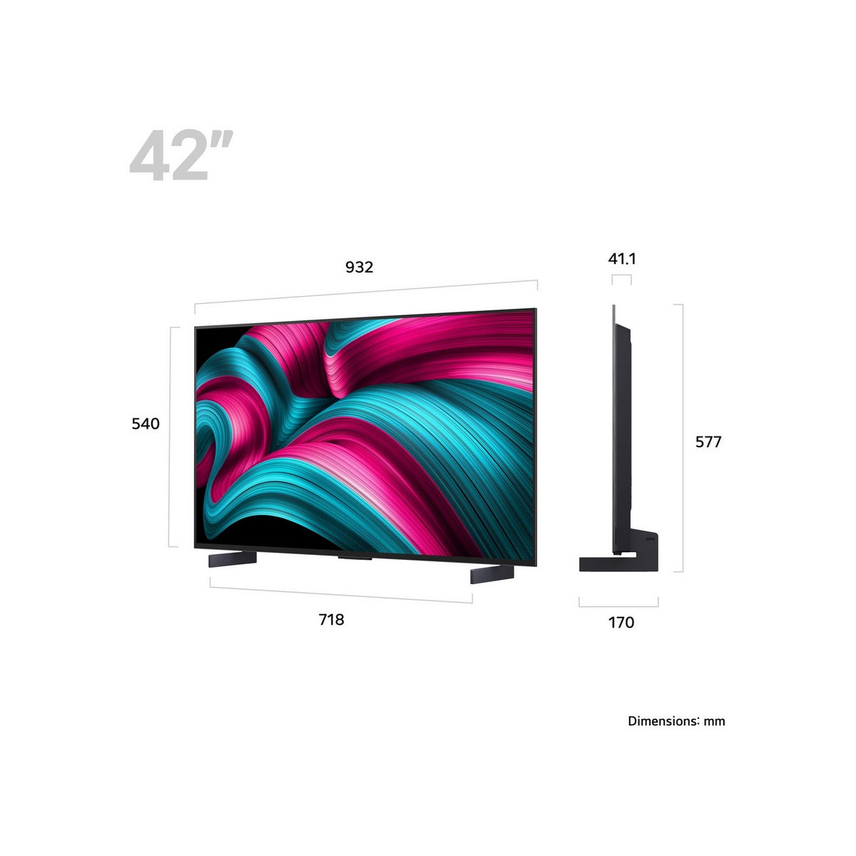 LG OLED42C55LA.AEK 42" 4K Ultra HD OLED evo AI C5 Smart TV - Black