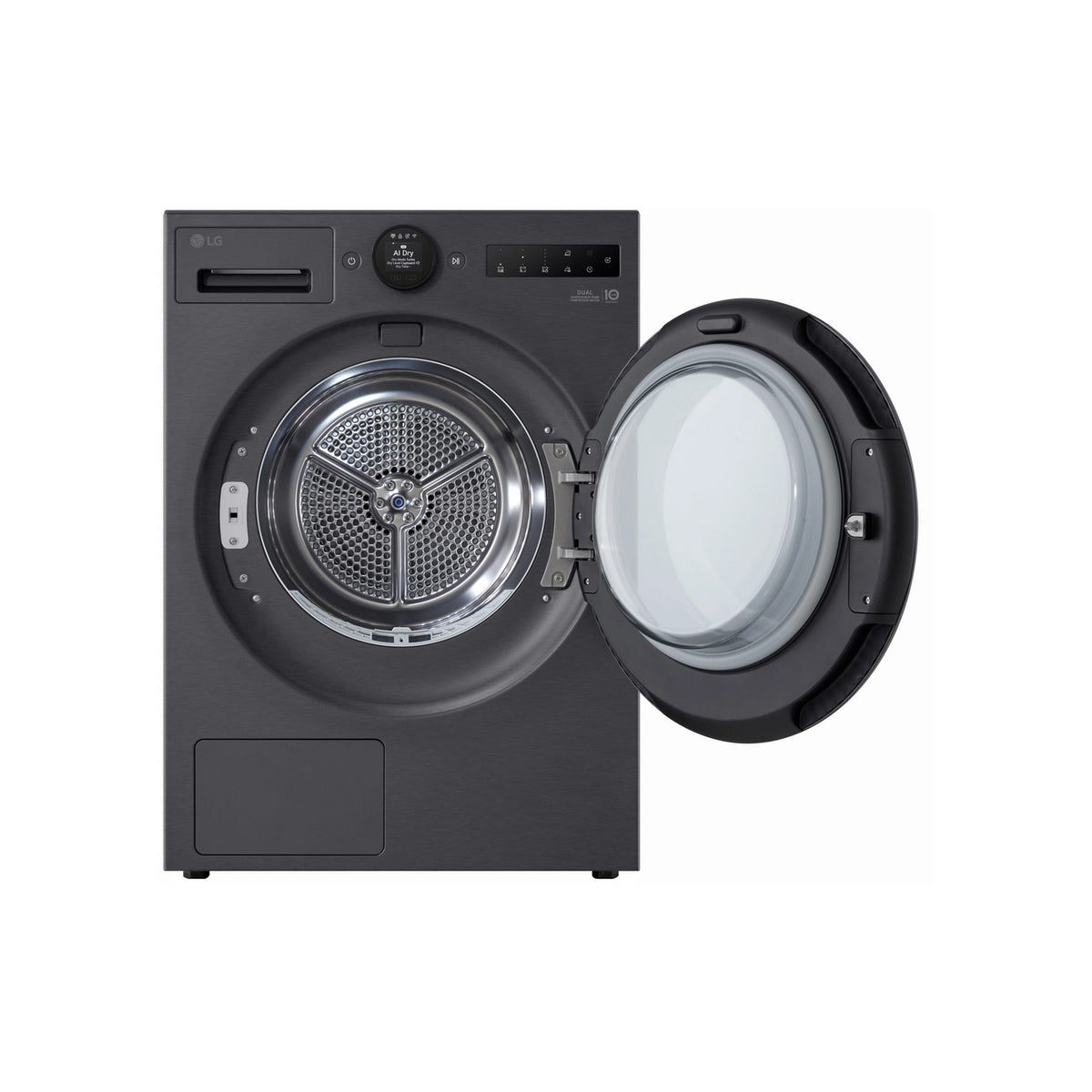 LG RHX7010TBB 10Kg Freestanding Heat Pump Tumble Dryer, 60cm Wide - Black