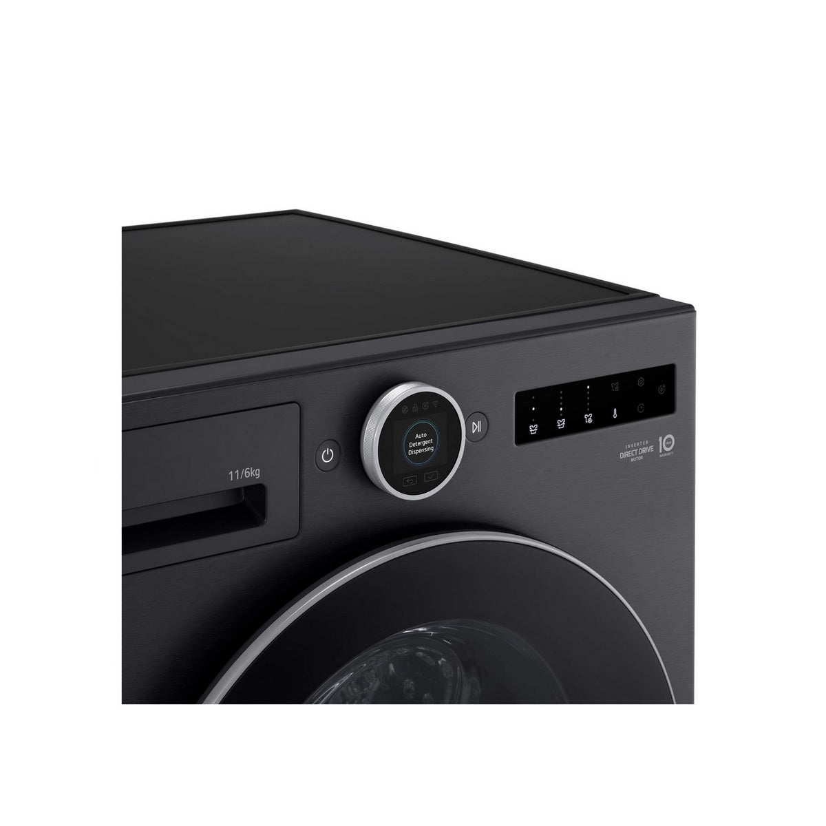 LG WHX9516TBC Series 10 11Kg/6Kg Freestanding Autodose Heat Pump Washer Dryer, AI Direct Drive, 60cm Wide - Black
