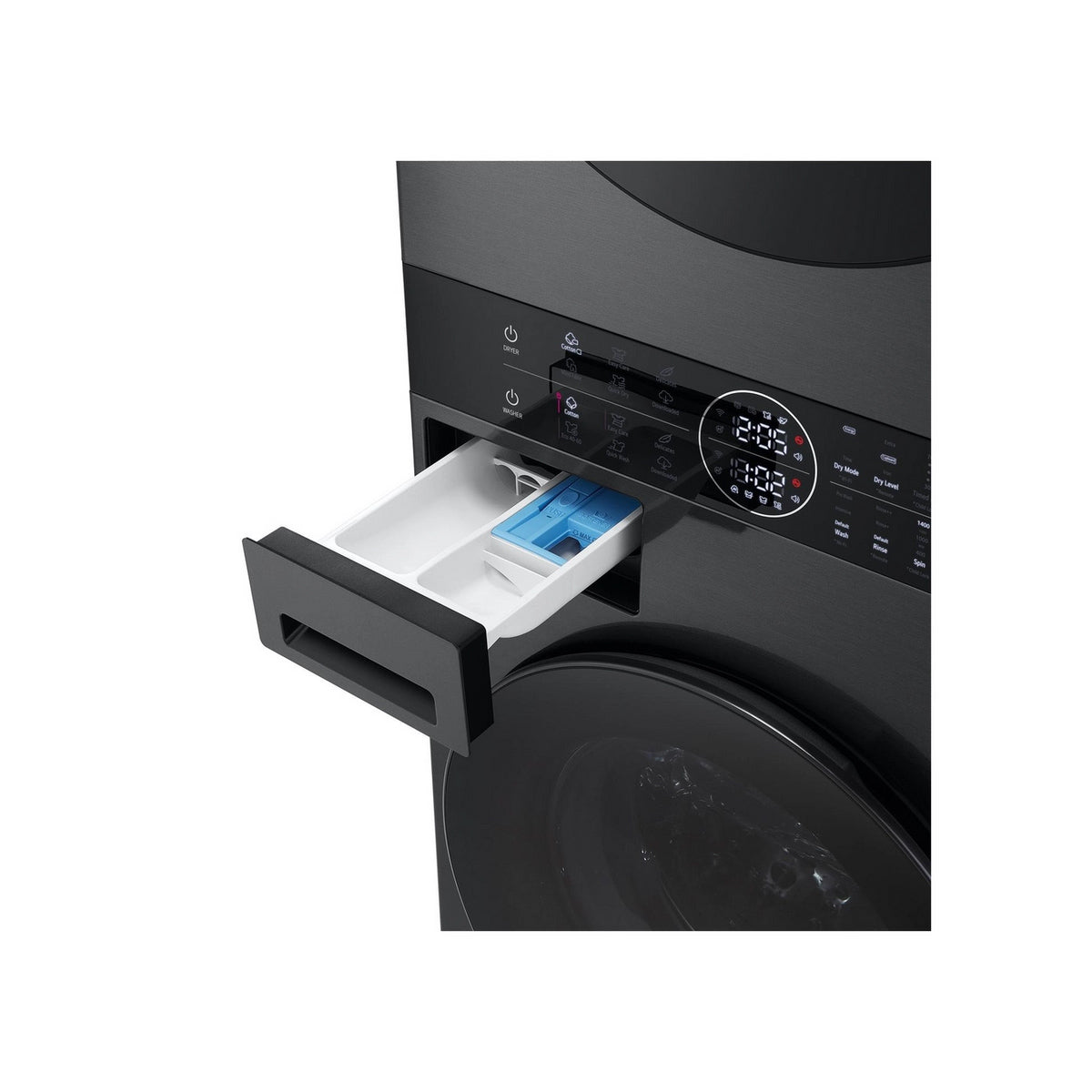 LG WT1210BBTN1 12kg/10kg Freestanding Wash Tower Design/Washer Dryer, 1400 Spin, 60cm Wide - Platinum Black