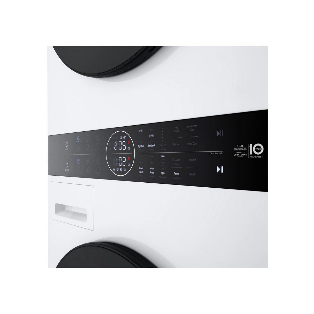 LG WT1210WWF 12kg/10kg Freestanding Washer Dryer Tower, 1400rpm, 60cm Wide - White