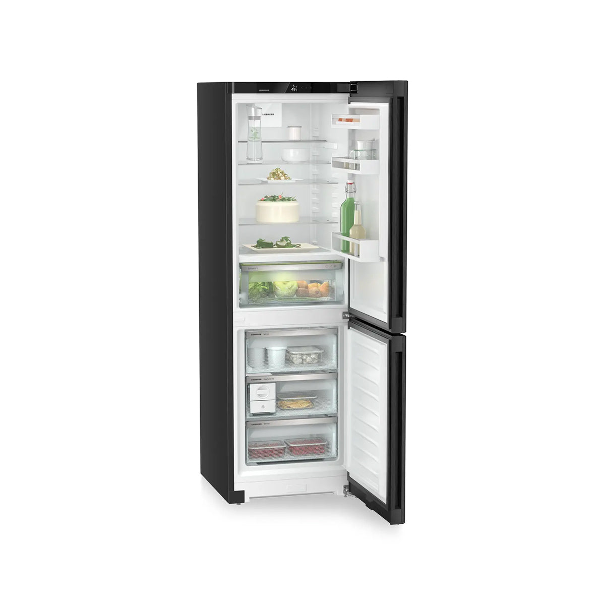 Liebherr CBNbda 5223 Plus Freestanding Fridge Freezer With BioFresh And NoFrost, 320 Litre, 59.7cm Wide - Black