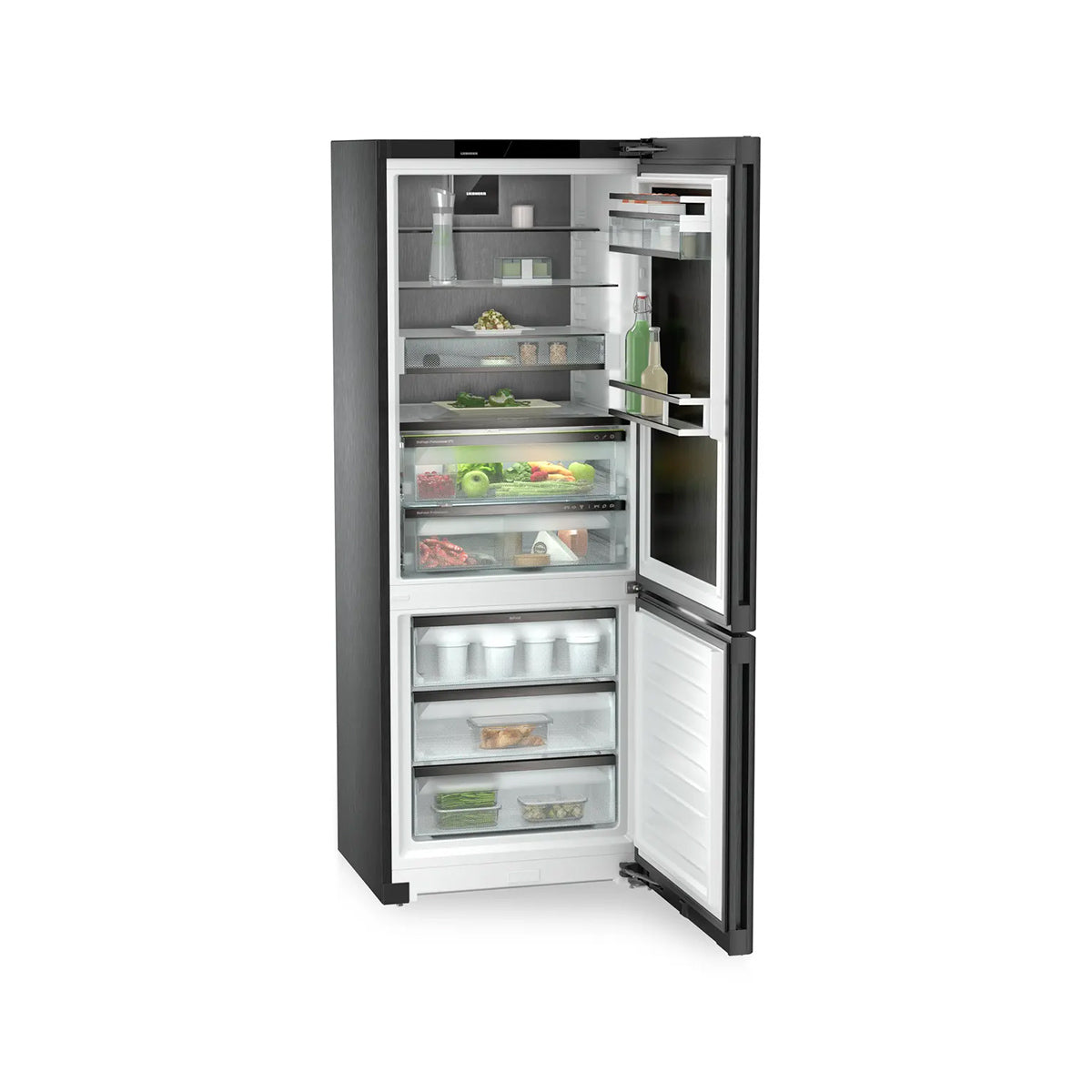 Liebherr CBNbsc 778i Peak Freestanding Fridge Freezer With BioFresh Professional And NoFrost, 473 Litre, 74.7cm Wide - BlackSteel