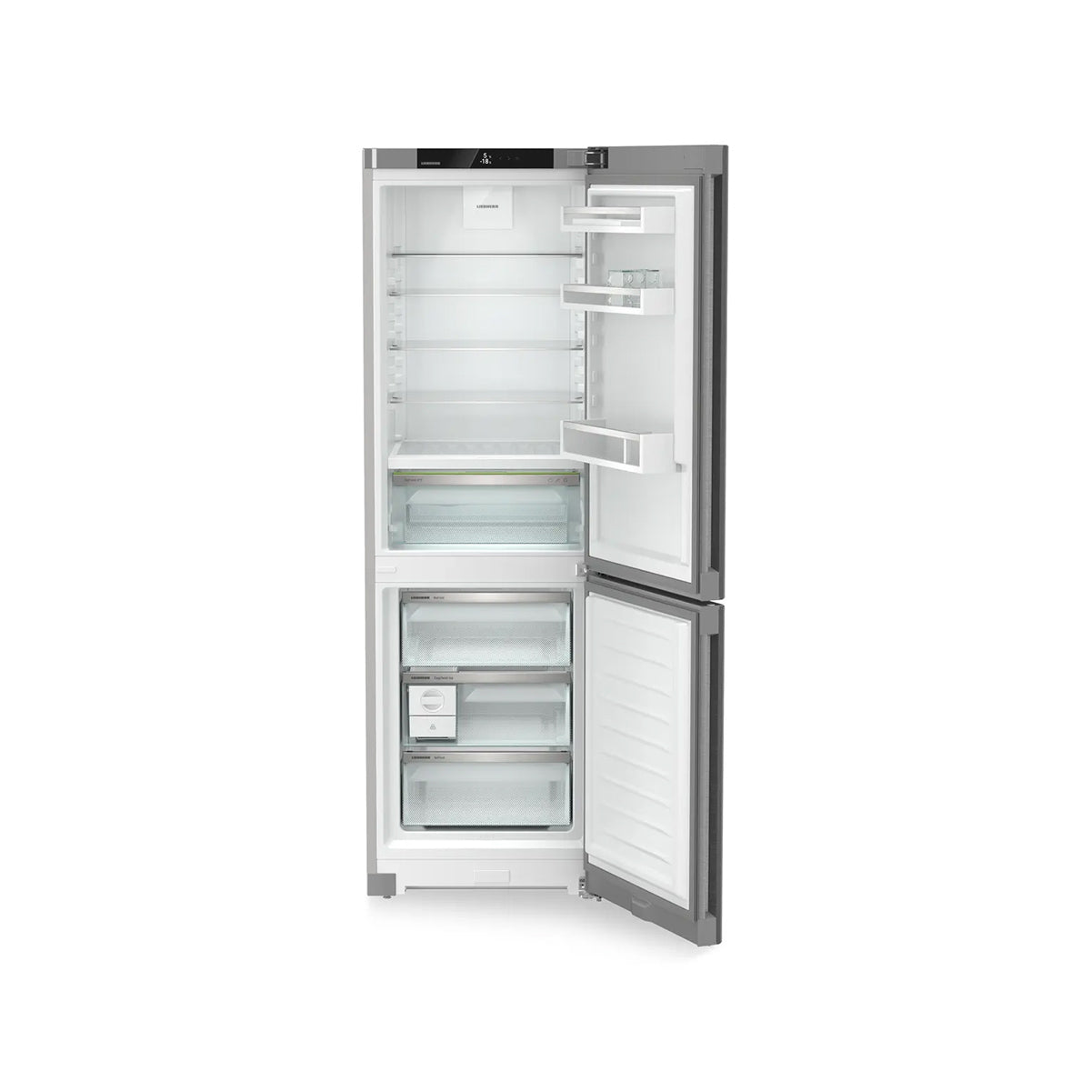Liebherr CBNsda 5223 Plus Freestanding Fridge Freezer With BioFresh And NoFrost, 320 Litre, 59.7cm Wide - Silver