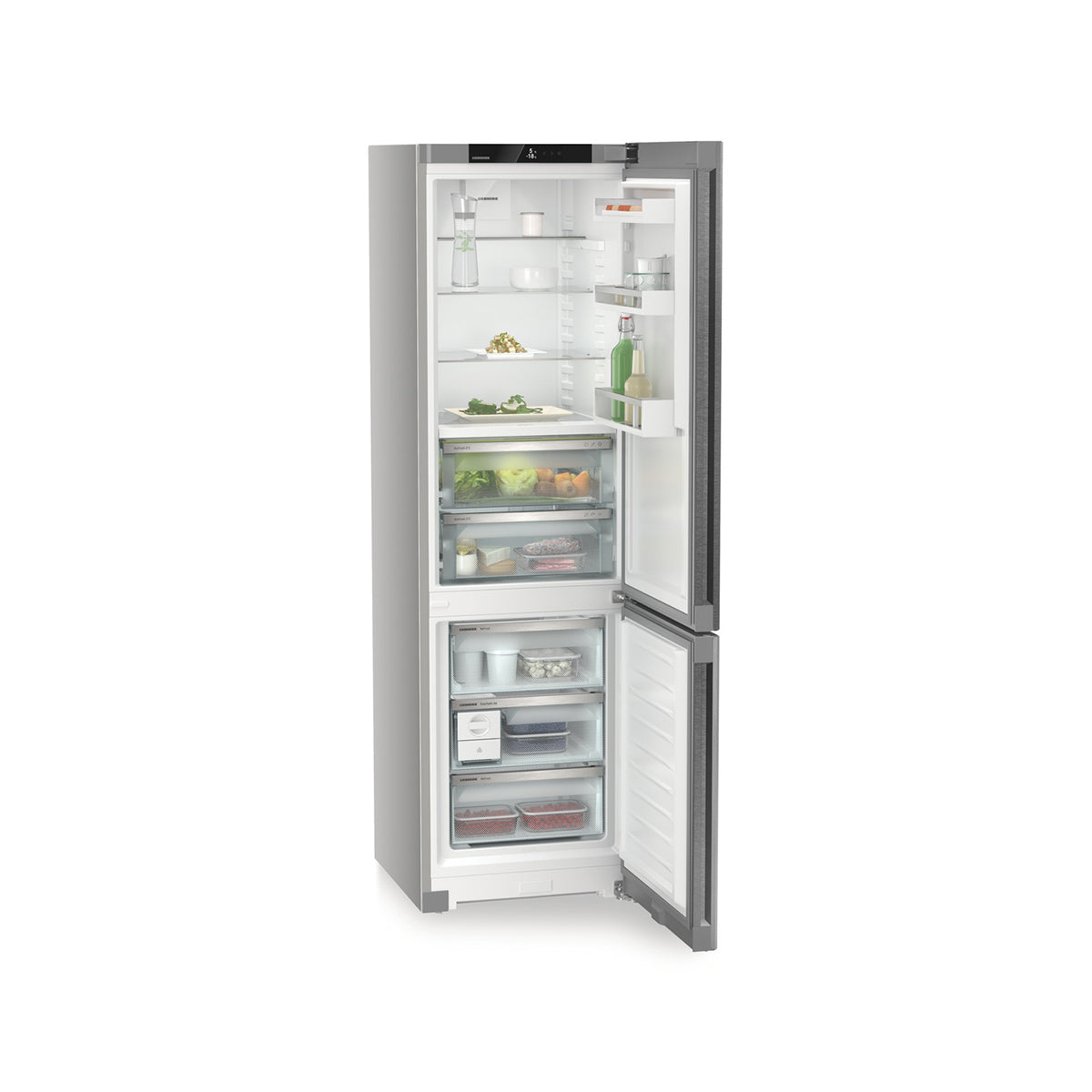Liebherr CBNsda 572i Plus Freestanding Fridge Freezer With BioFresh And NoFrost, 360 Litre, 59.7cm Wide - Silver