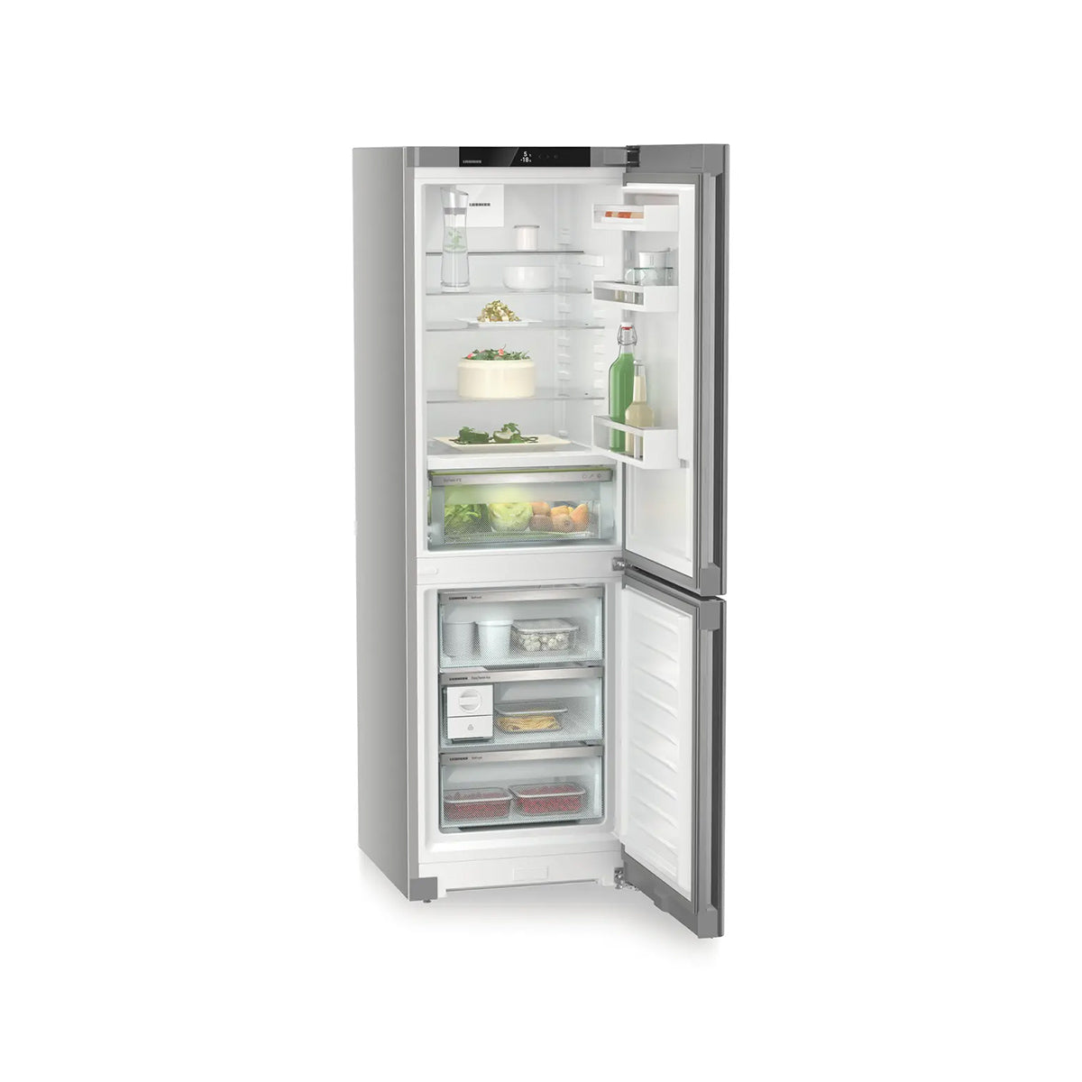 Liebherr CBNsfc 5223 Plus Freestanding Fridge Freezer With BioFresh And NoFrost, 320 Litre, 59.7cm Wide - Silver