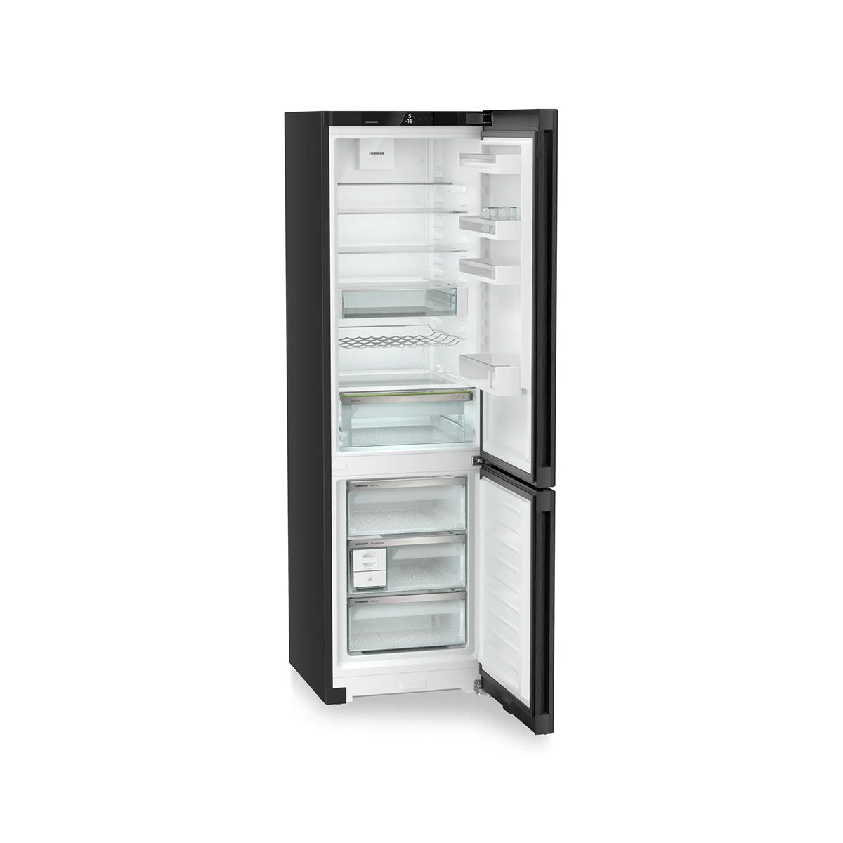 Liebherr CNbda 5723 Plus Freestanding Combined Fridge Freezer With EasyFresh And NoFrost, 371 Litre, 59.7cm Wide - Black