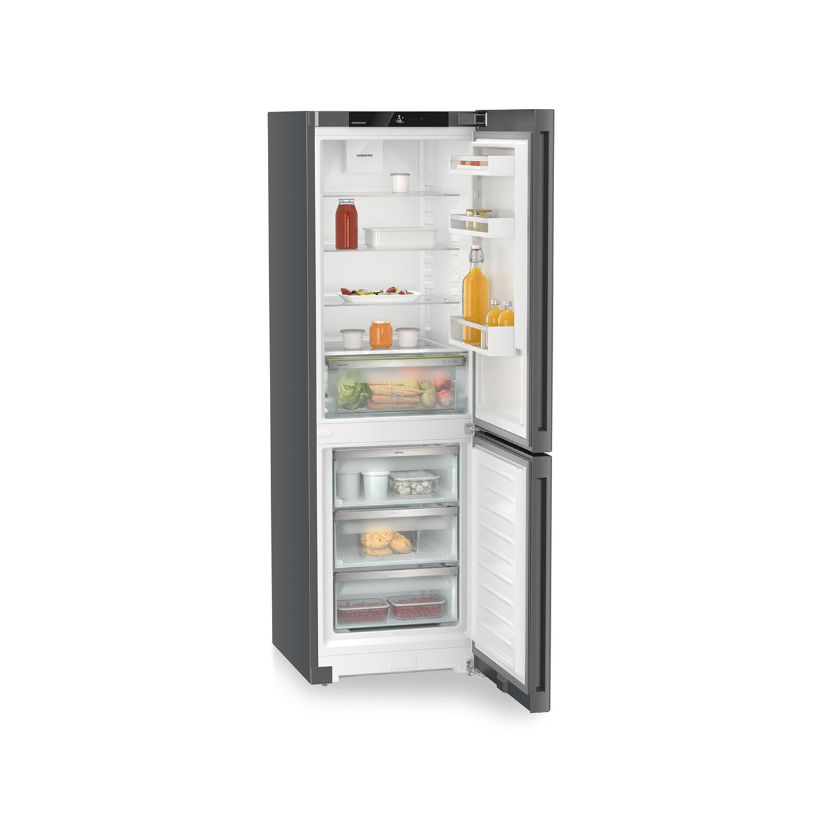 Liebherr CNdgc 5203 Pure Freestanding Combined Fridge Freezer With EasyFresh And NoFrost, 330 Litre, 59.7cm Wide - Dark Grey