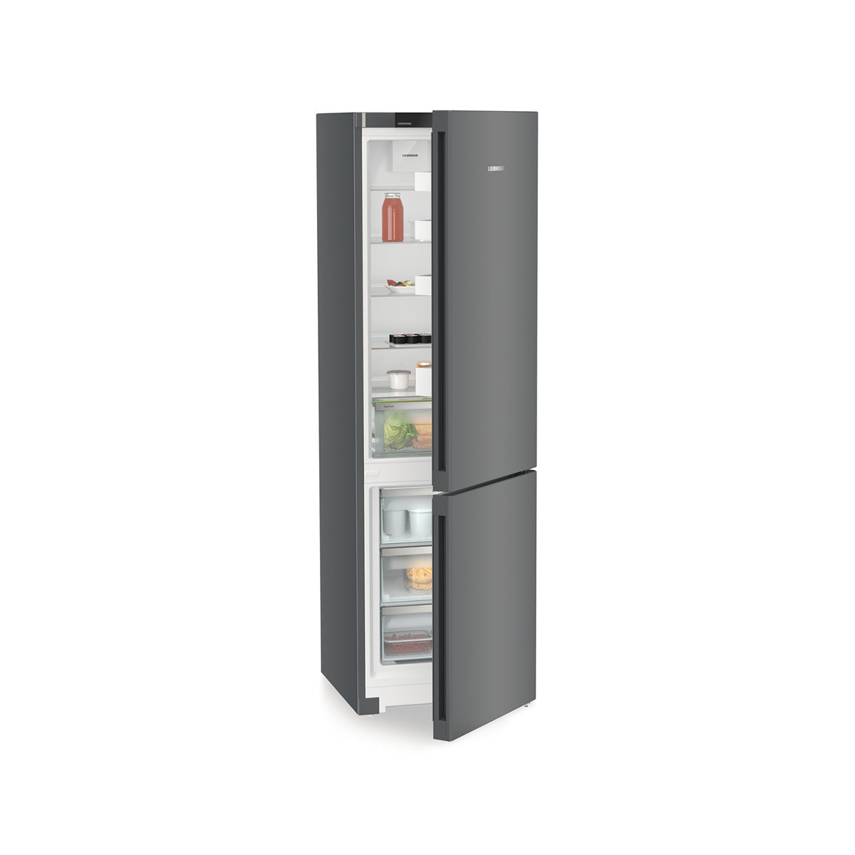 Liebherr CNdgc 5703 Pure Freestanding Combined Fridge Freezer With EasyFresh And NoFrost, 371 Litre, 59.7cm Wide - Dark Grey