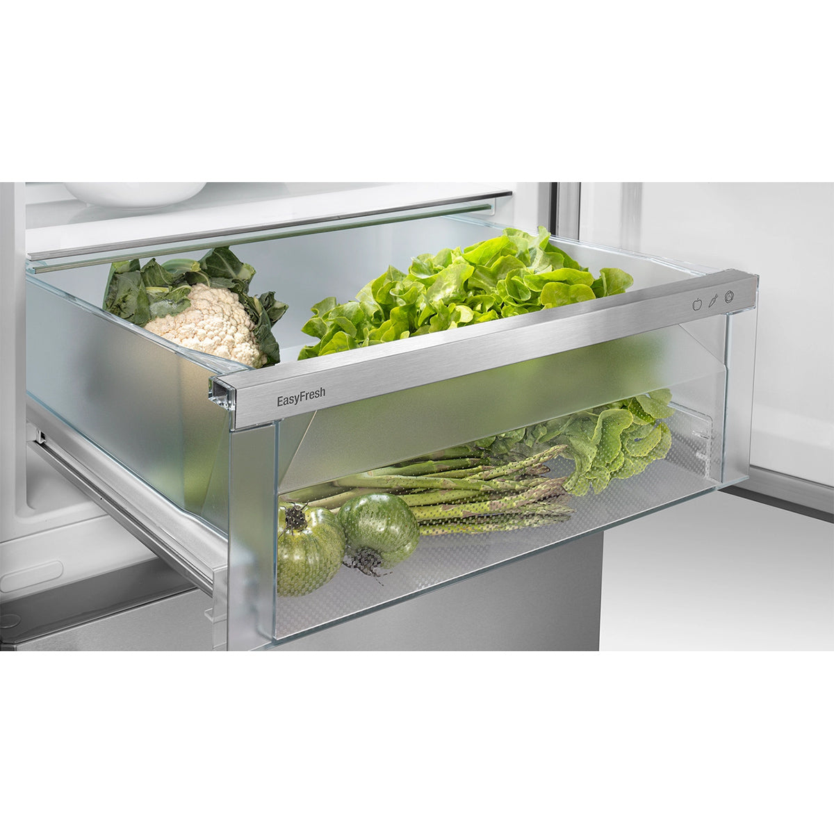 Liebherr CNsdb 5223 Plus Freestanding Combined Fridge Freezer With EasyFresh And NoFrost, 330 Litre, 59.7cm Wide - Silver