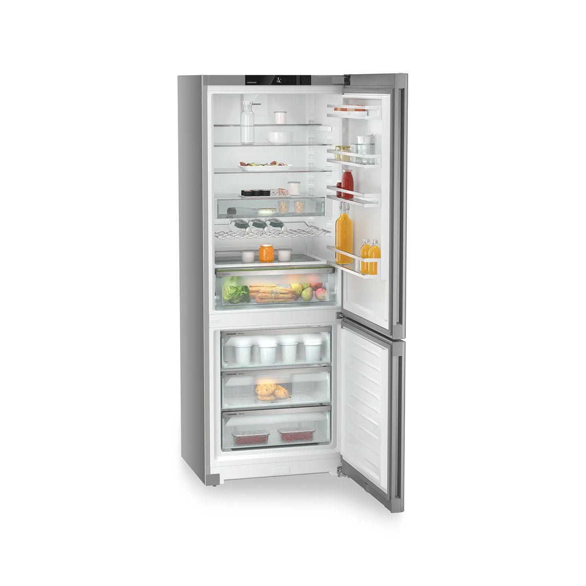 Liebherr CNsfa 7723 Plus 485 Litre Freestanding Combined Fridge Freezer with EasyFresh and NoFrost, 74.7cm Wide - Silver