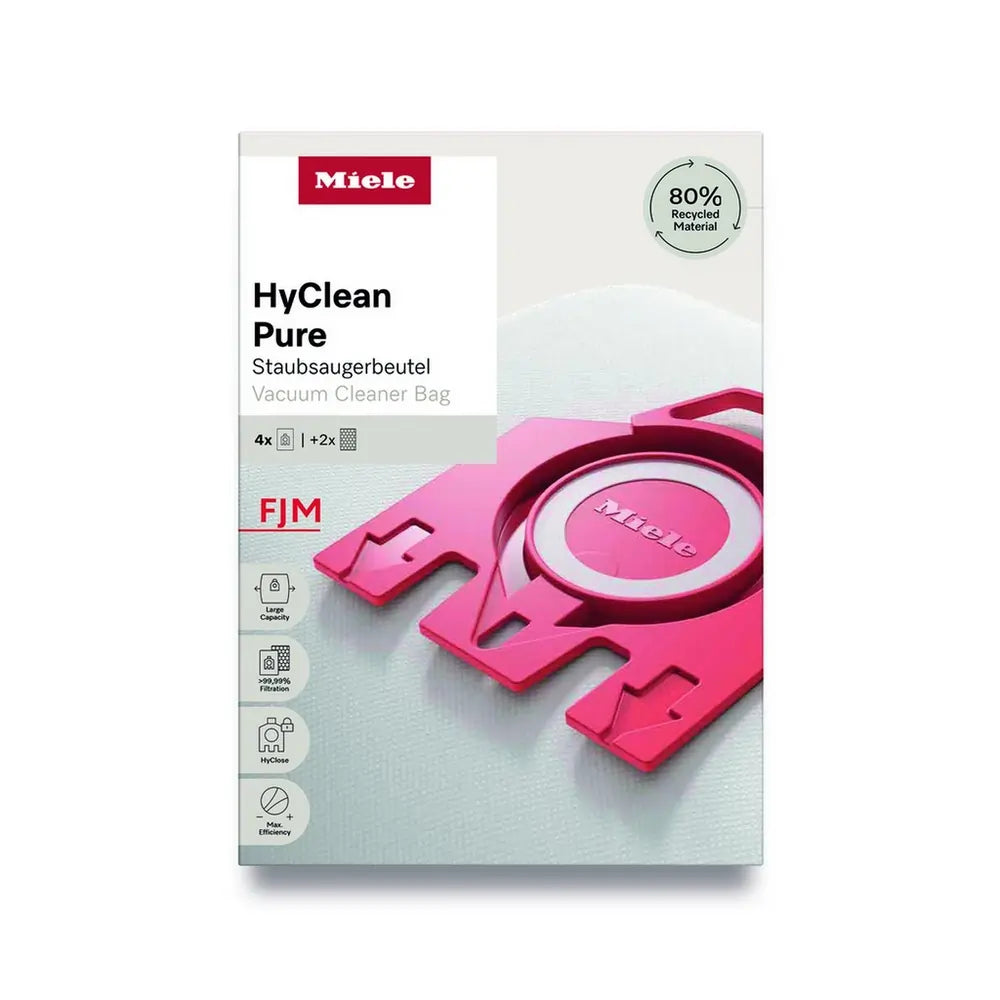 Miele HyClean Pure FJM Dust Bag Pack (4 Dust Bags + 2 Filters) For Compact Vacuum Cleaners