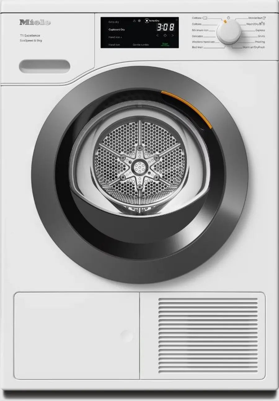 Miele TEC645 WP EcoSpeed 8kg Heat Pump Tumble Dryer, White