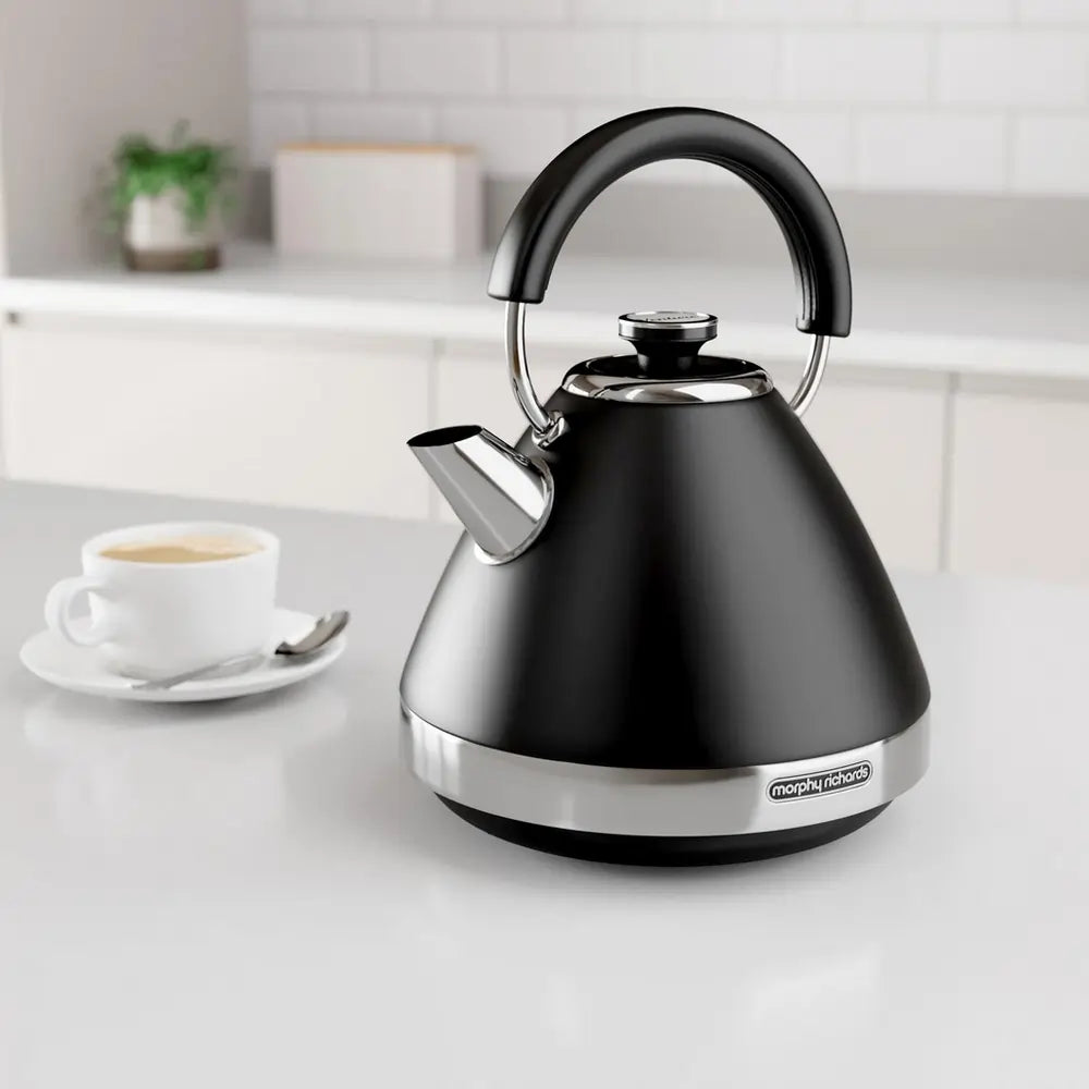 Morphy Richards Venture 100131 3kW 1.5 Litre Pyramid Rapid Boil Cordless Kettle, Black