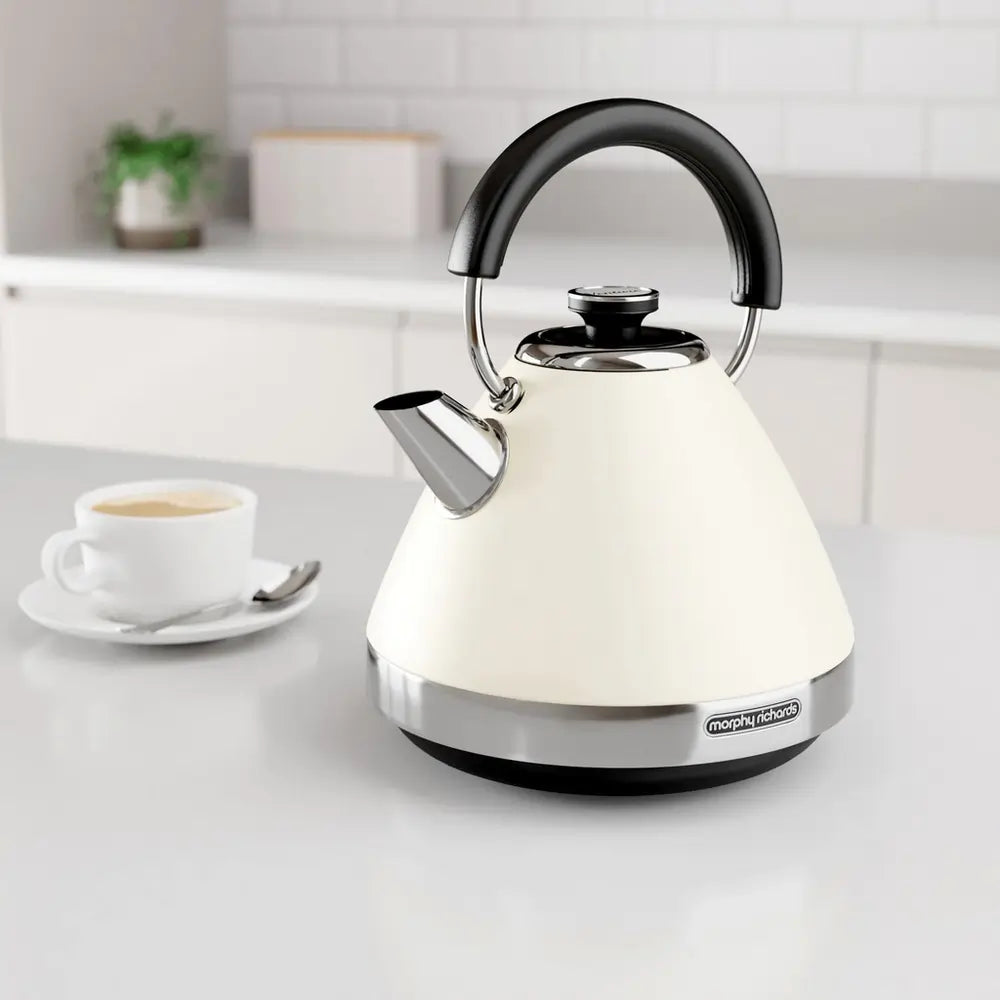 Morphy Richards Venture 100132 3kW 1.5 Litre Pyramid Rapid Boil Cordless Kettle, Cream