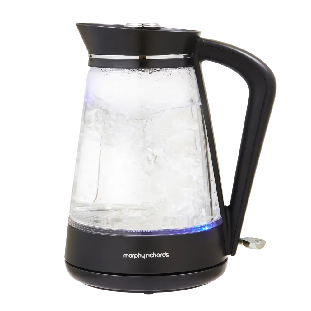 Morphy Richards 108004 1.7 Litre Glass Jug Kettle, Black/Chrome/Clear