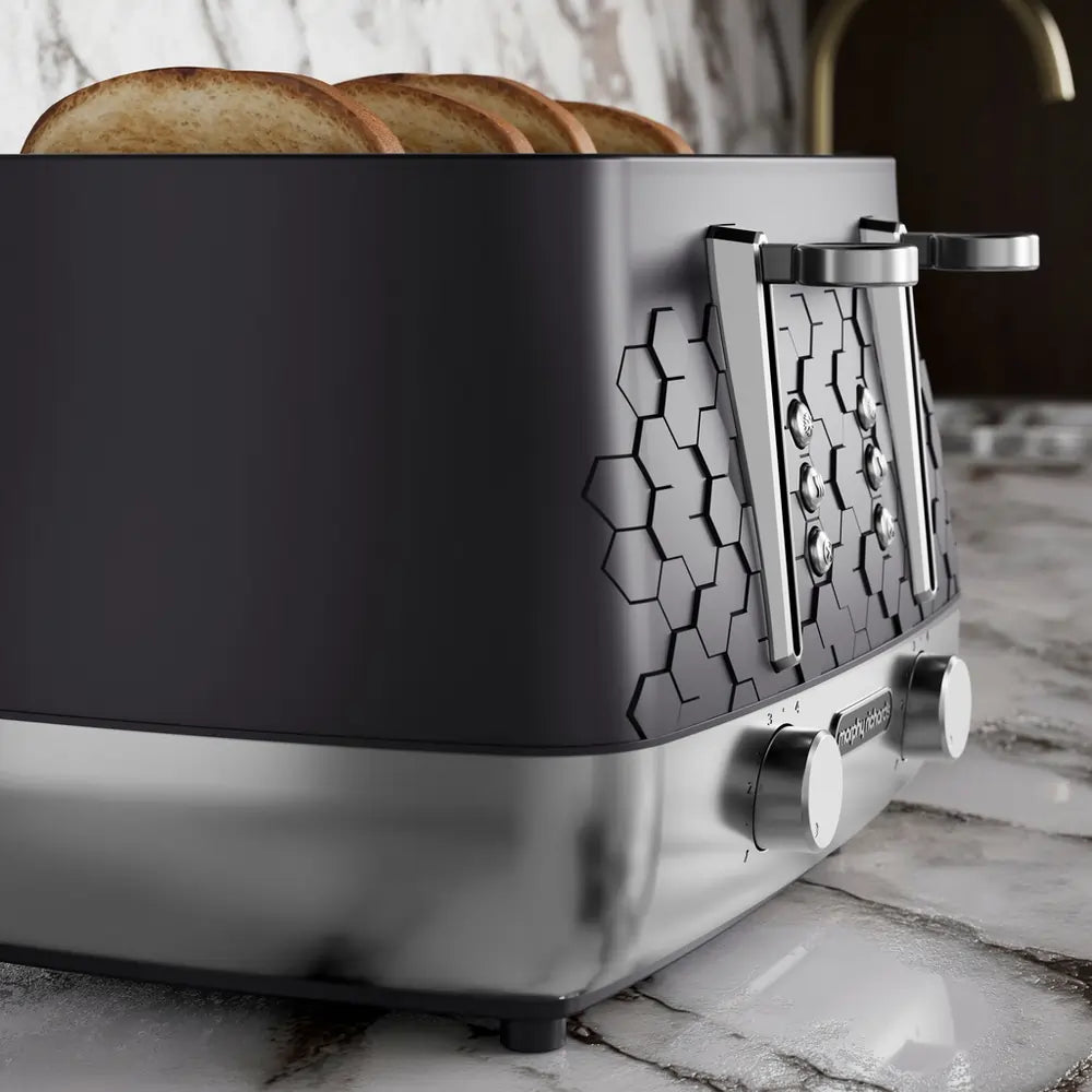 Morphy Richards 243020 Cassini 4-Slice Toaster Moonless Night, Black