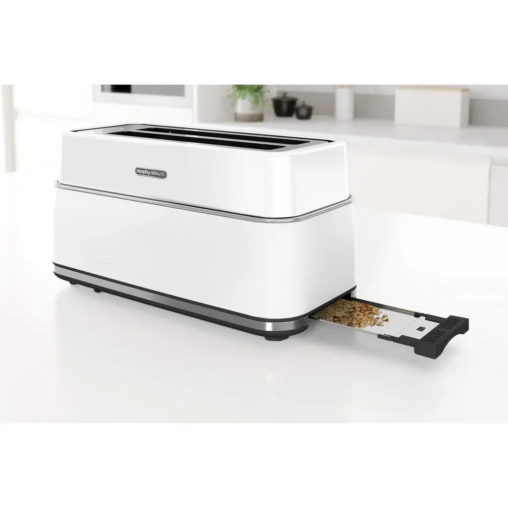 Morphy Richards Signature 245704 Long Slot 4-Slice Toaster, Moonlight White