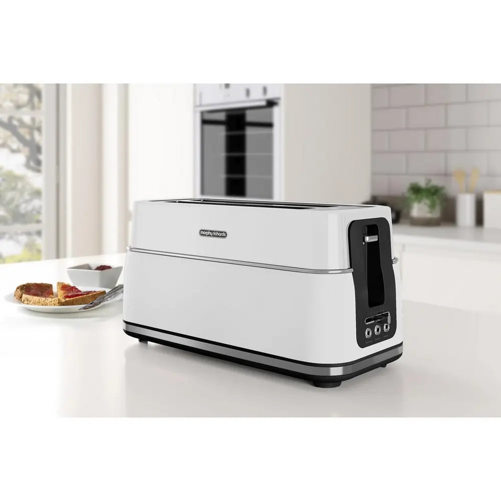 Morphy Richards Signature 245704 Long Slot 4-Slice Toaster, Moonlight White