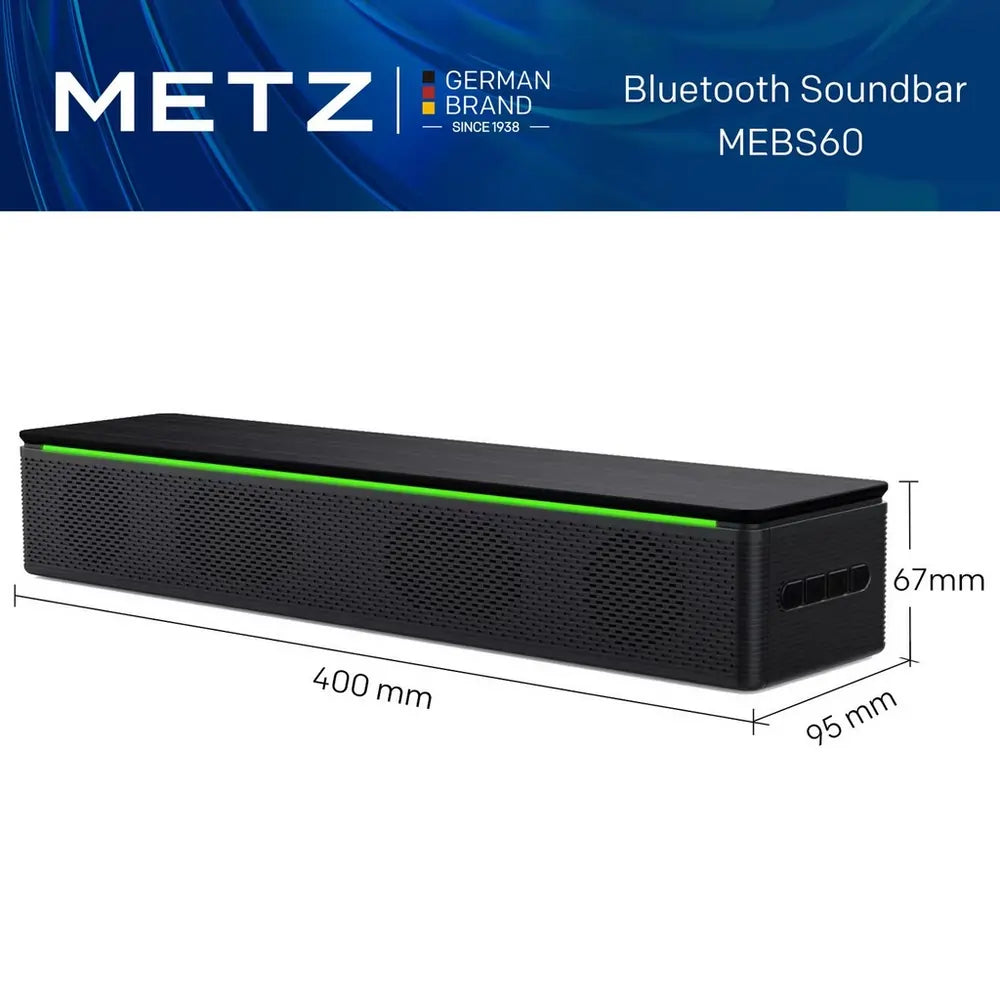 METZ MEBS60 Wireless Portable Bluetooth Speaker, Black