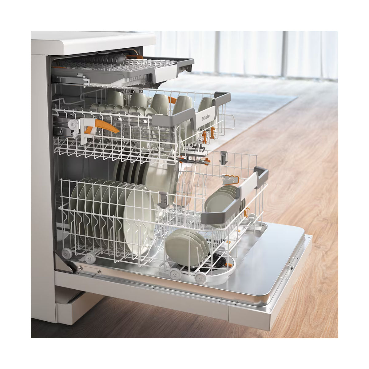 Miele G 7600 SC Platinum Freestanding Dishwasher, AutoDos, 14 Place Settings, 59.8cm Wide - Brilliant White