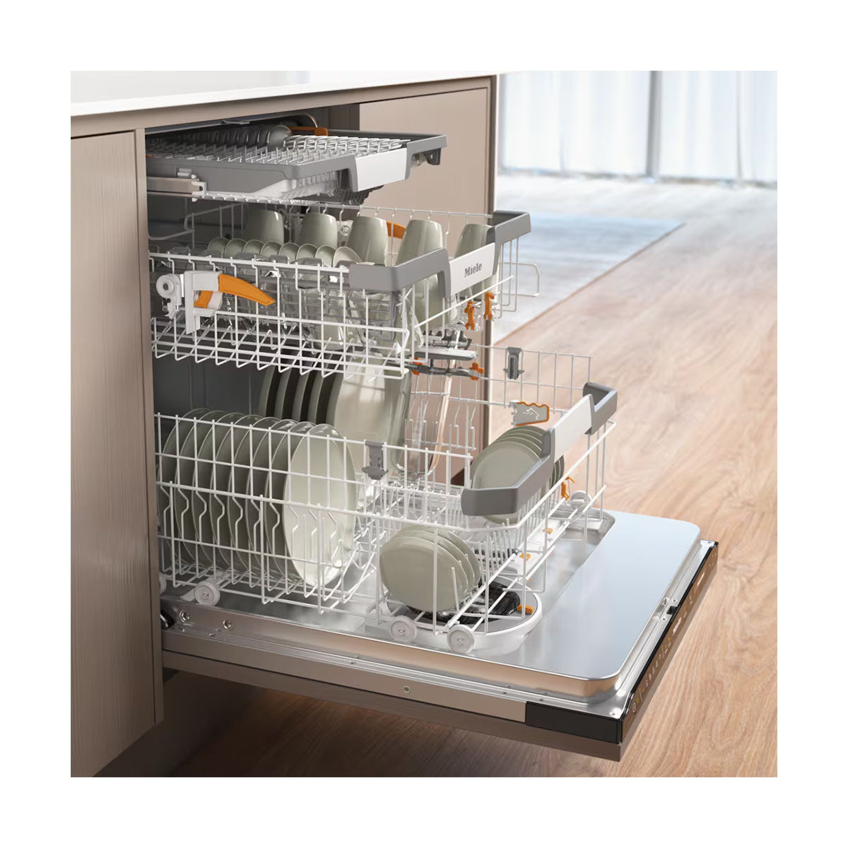 Miele G7650SCVI Platinum Fully-Integrated Dishwasher, 14 Place Settings, AutoDos, 59.8cm Wide - Obsidian Black