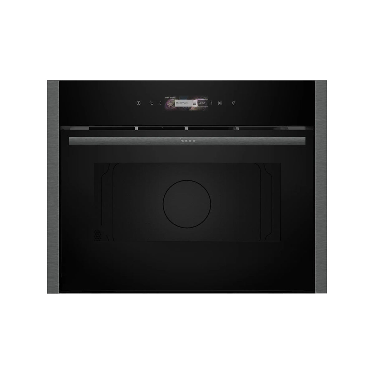 NEFF C24GR3XG1B N 70 Built-In Microwave Oven, 36 Litre, 1000W, 5 Power Levels, Hydrolytic Cleaning System, 59.6cm Wide - Graphite-Grey