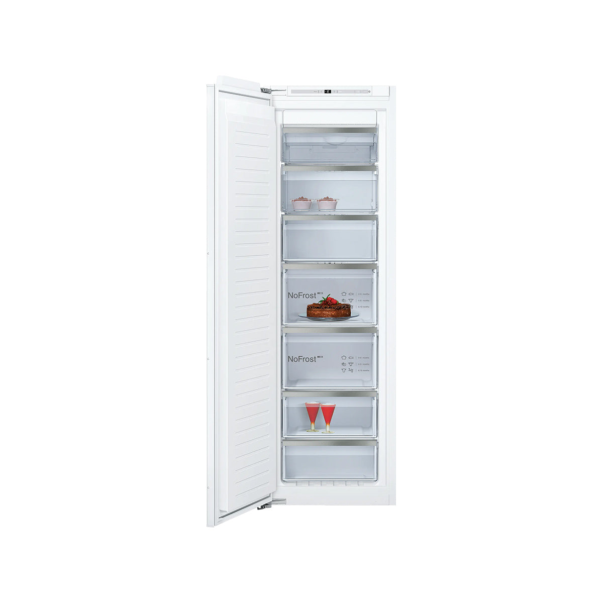 NEFF GI7815CE0G N 90 Built-In Freezer, 212 Litre, 5 Drawers, 55.8cm Wide - Soft Close Flat Hinge, Left Reversible