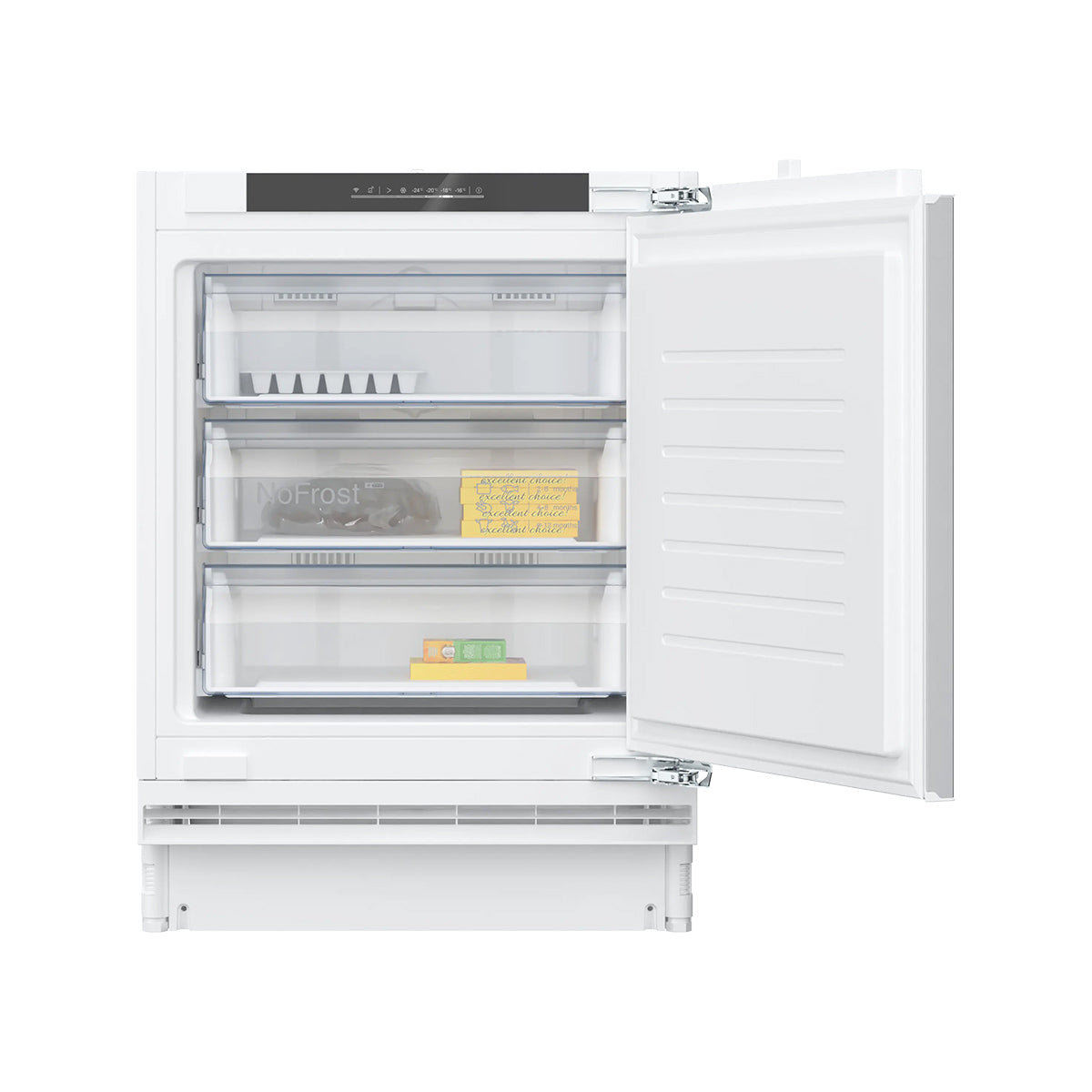 NEFF GU7212FE0G N 50 Built-Under Freezer, 85 Litre, 3 Drawers, 59.8cm Wide - Flat Hinge, Right Reversible