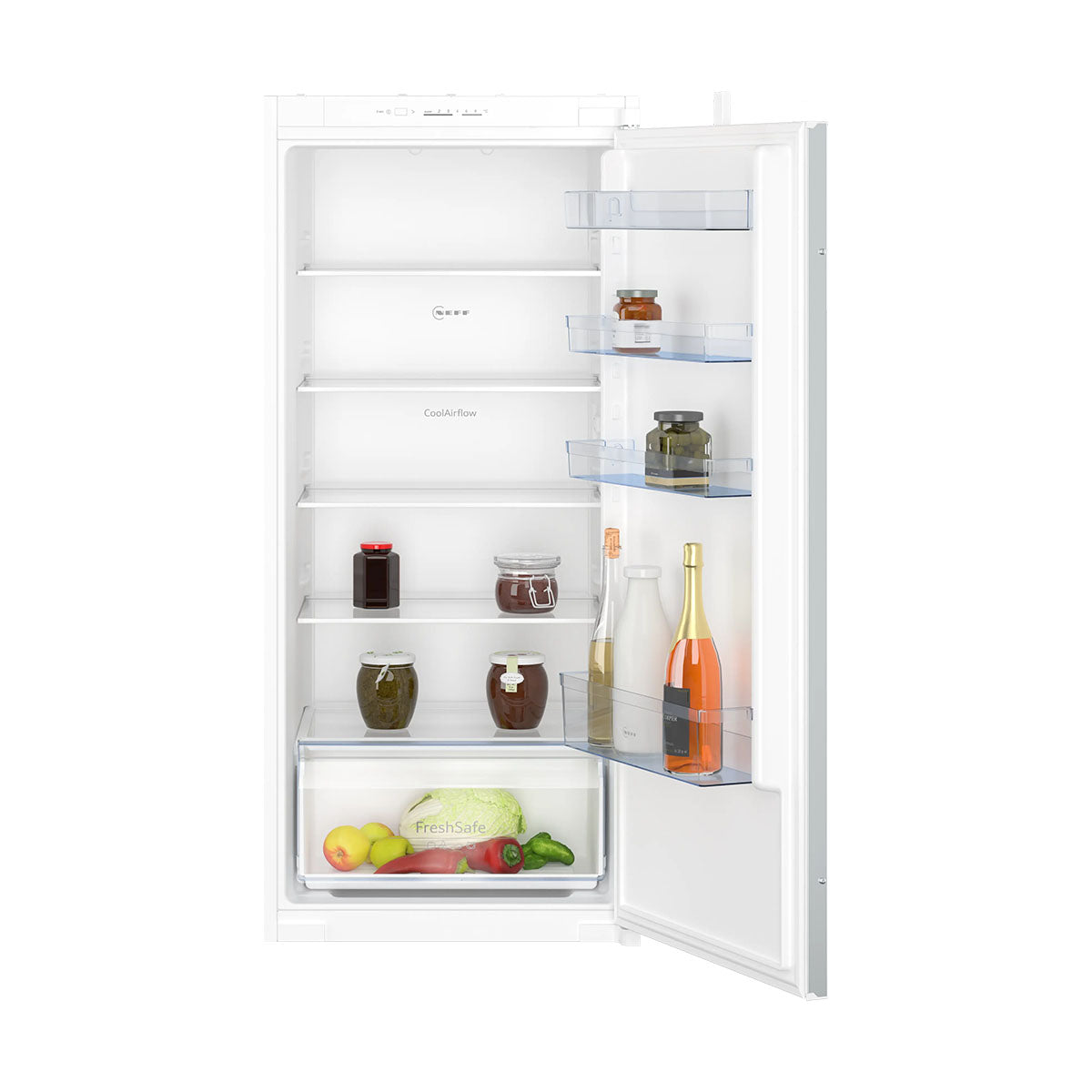 NEFF KI1411SE0G N 30 Built-In Fridge, 204 Litre, Fresh Safe, Super Cooling, 54.1cm Wide - Sliding Hinge