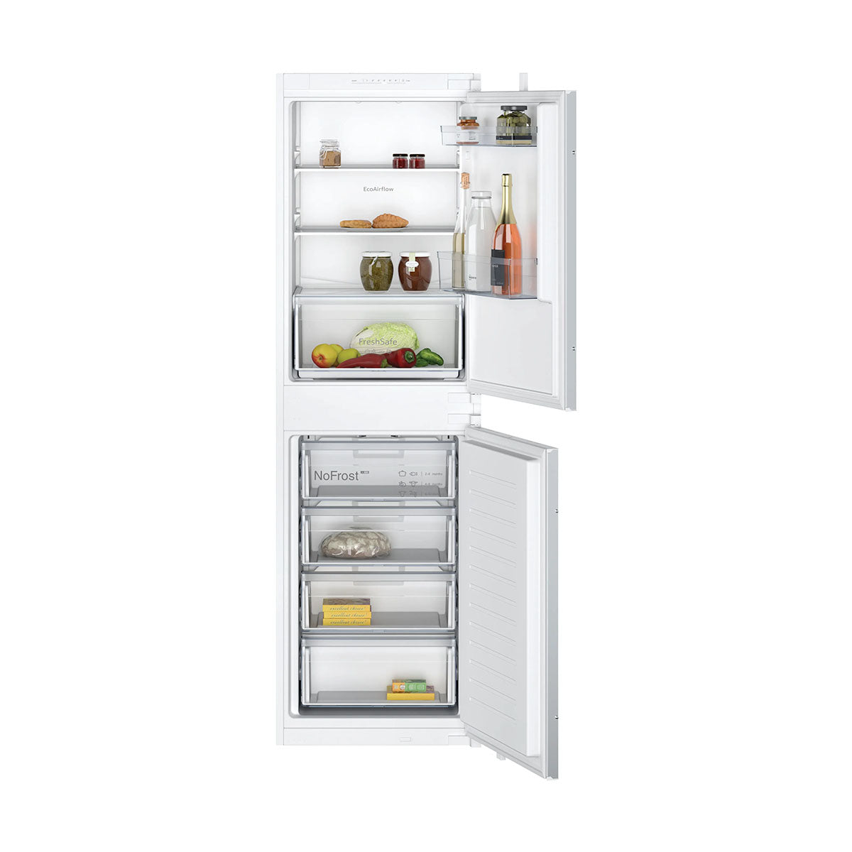 NEFF KI7851SE0G N 30 Built-In Fridge Freezer With Freezer At Bottom, 150/99 Litre, 54.1cm Wide - Sliding Hinge