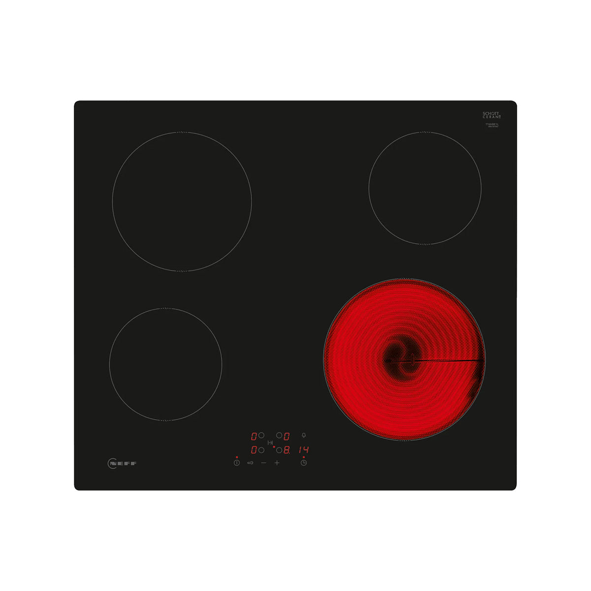 NEFF T16NBE1L N 50 Electric Hob, 4 Zones, Touch Control, Surface Mount Without Frame, 59.2cm Wide - Black, Ceramic