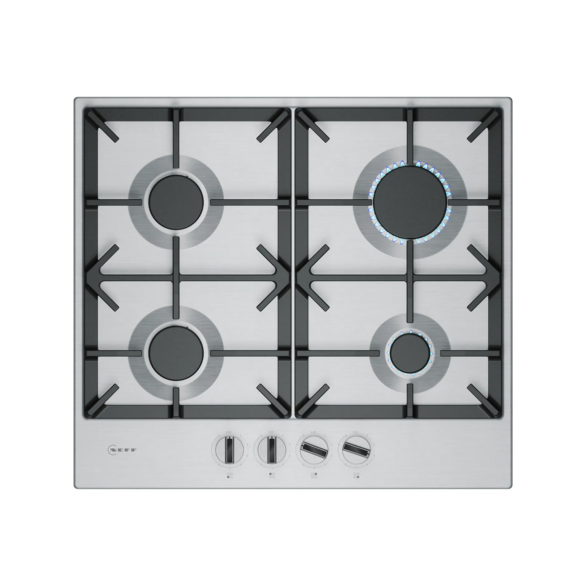 NEFF T26CIP8N0 N 70 Gas Hob, 4 Zones, Knob Ignition, 58.2cm - Stainless Steel