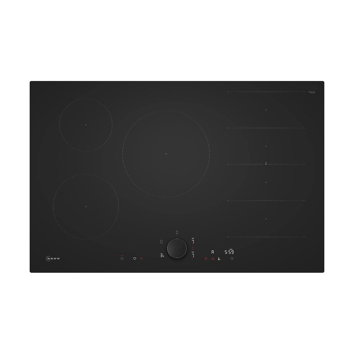NEFF T68NUV4A0 N 90 Induction Hob, 5 Zones, Frameless, 80.2cm Wide - Matt Black