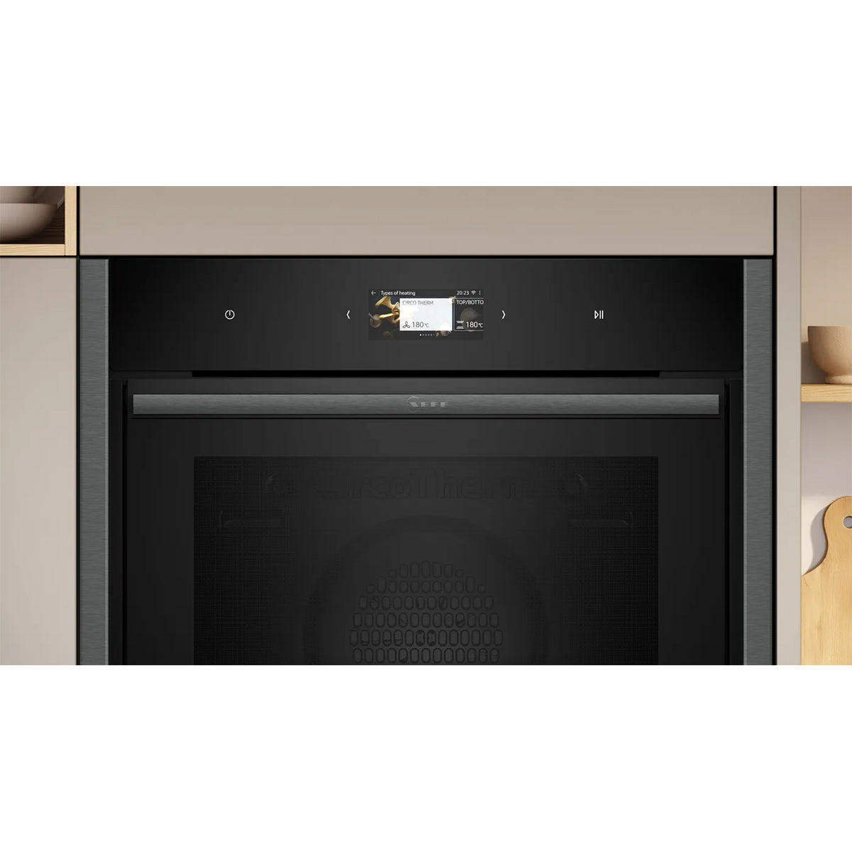 NEFF B64CS71G0B N 90 Built-In Oven, 71 Litre, TFT Display, Circo Therm®, 59.6cm Wide - Graphite-Grey
