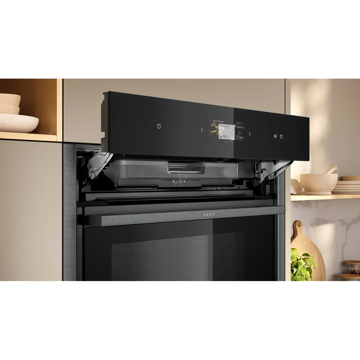 NEFF B64VS71G0B N 90 71 Litre Built-In Oven with Added Steam Function, Pyrolytic + Hydrolytic System, 59.6cm Wide - Graphite-Grey