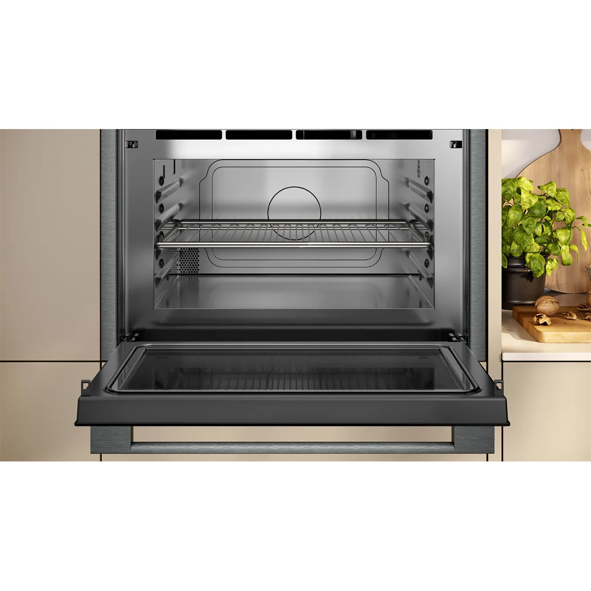 NEFF C24GR3XG1B N 70 Built-In Microwave Oven, 36 Litre, 1000W, 5 Power Levels, Hydrolytic Cleaning System, 59.6cm Wide - Graphite-Grey
