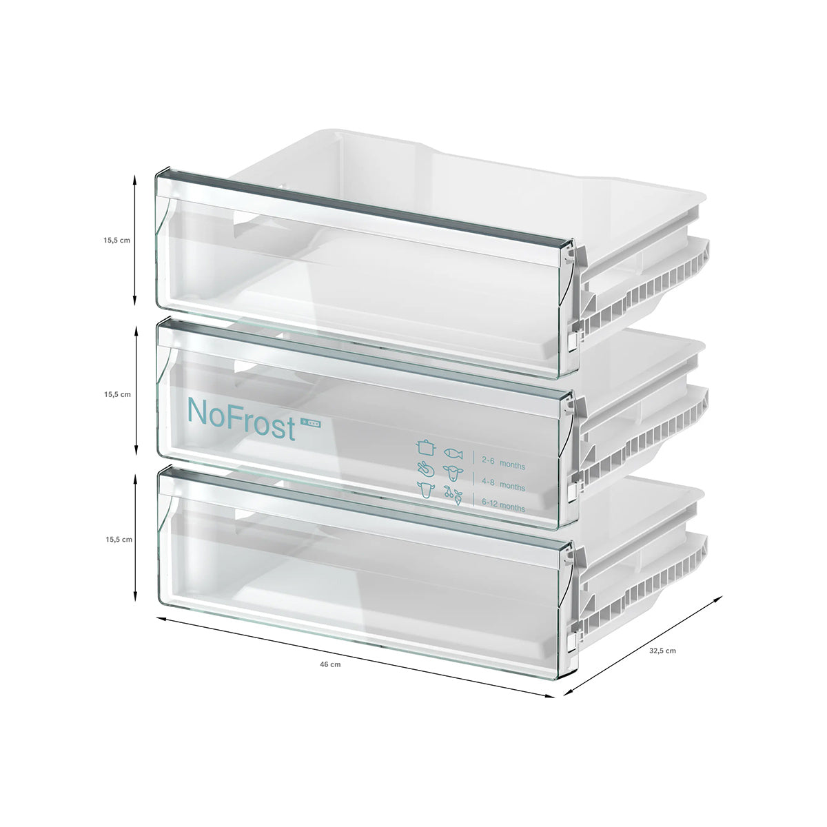NEFF GU7212FE0G N 50 Built-Under Freezer, 85 Litre, 3 Drawers, 59.8cm Wide - Flat Hinge, Right Reversible