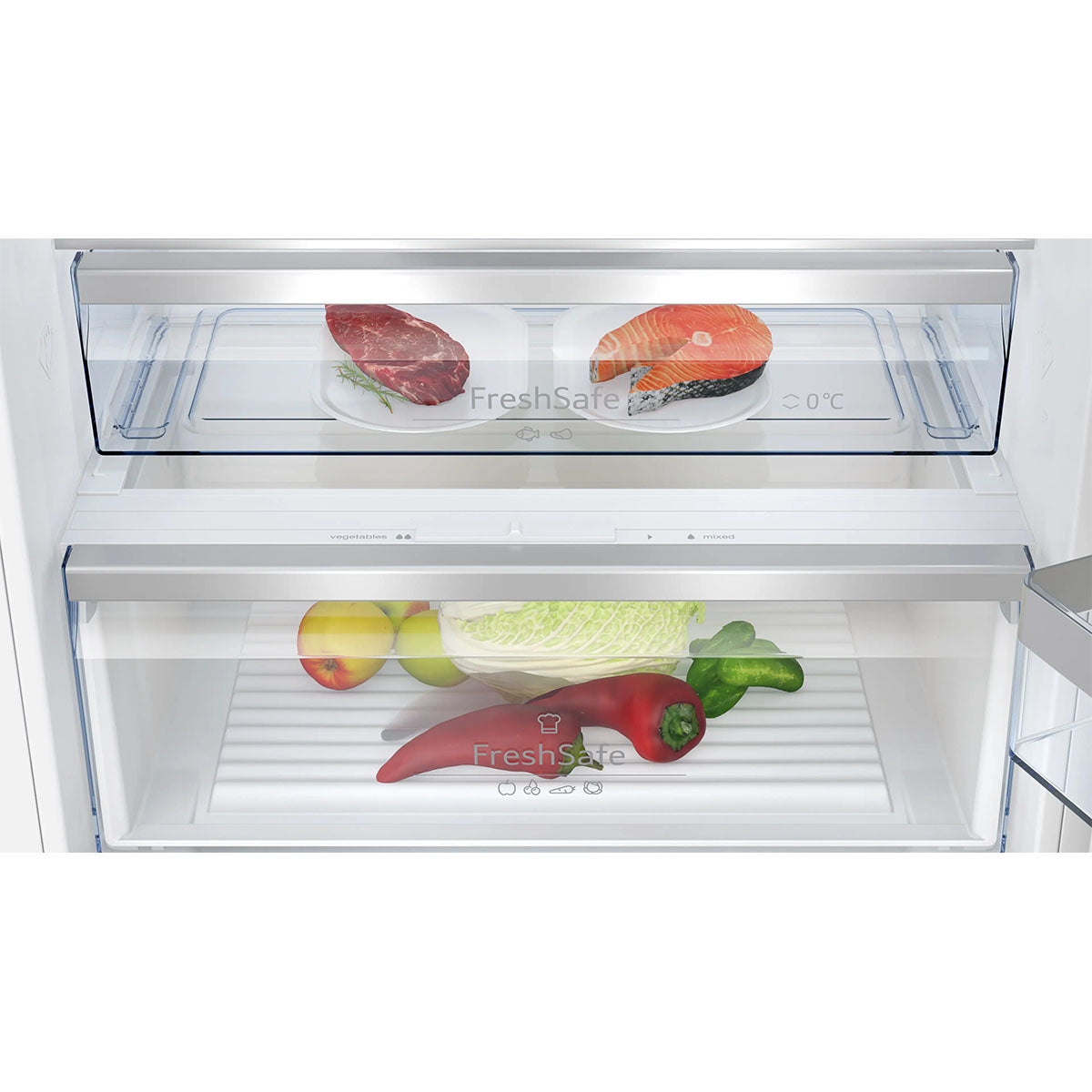 NEFF KB7966DD1G N 70 Built-In Fridge-Freezer, 284/98 Litre, Soft Close, No Frost, 70.8cm Wide - Flat-hinge