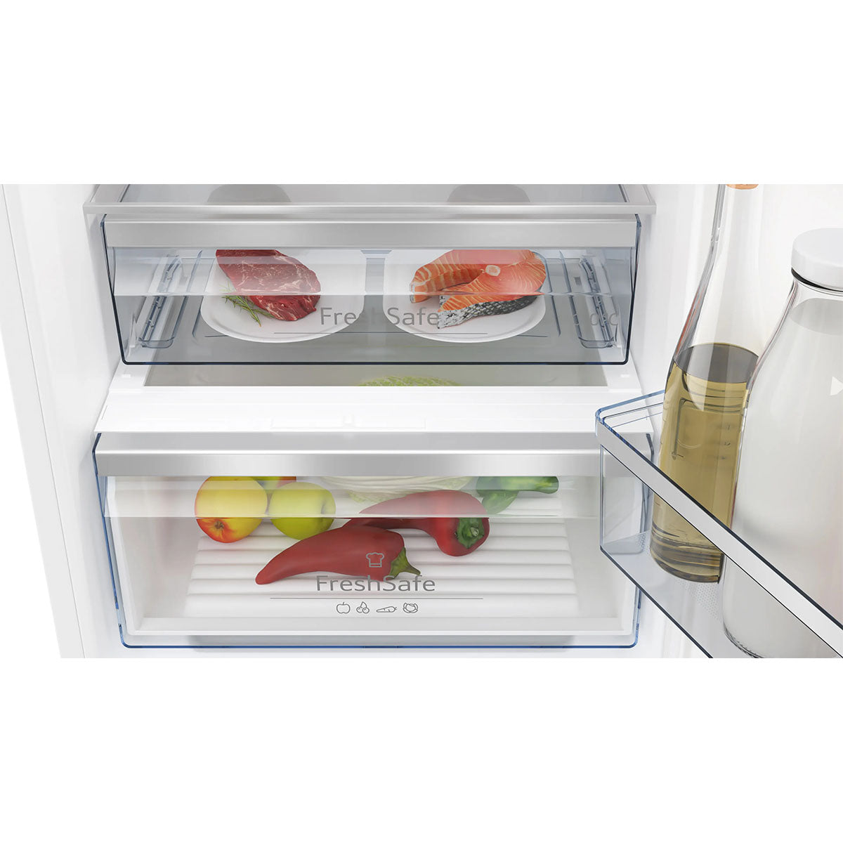 NEFF KI7862SE0G N 50 Built-In Fridge Freezer With Freezer At Bottom, 184/76 Litre, 54.1cm Wide - Sliding Hinge
