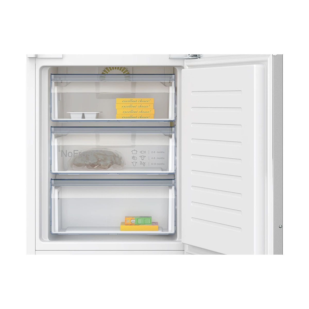 NEFF KI7962FD0G N 50 Built-in Fridge-Freezer, 215/75 Litre, Fresh Safe, No Frost, 55.8cm Width - Flat Hinge