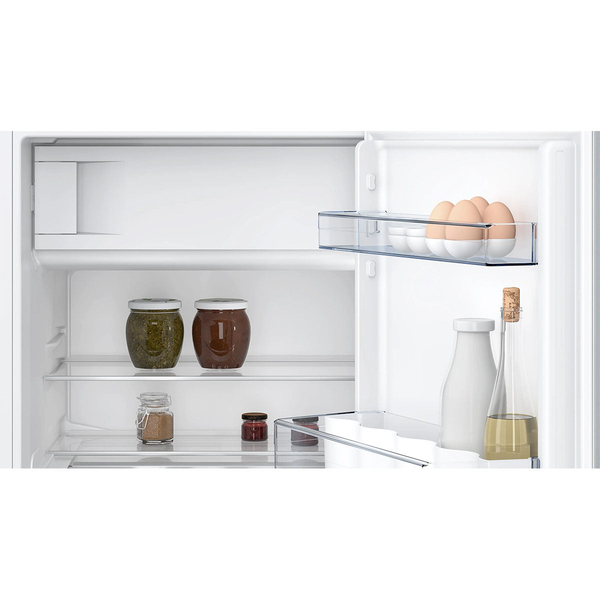 NEFF KU2222FD0G N 50 Built-Under Fridge With Freezer Section, 93 Litre, 59.8cm Wide - Flat Hinge
