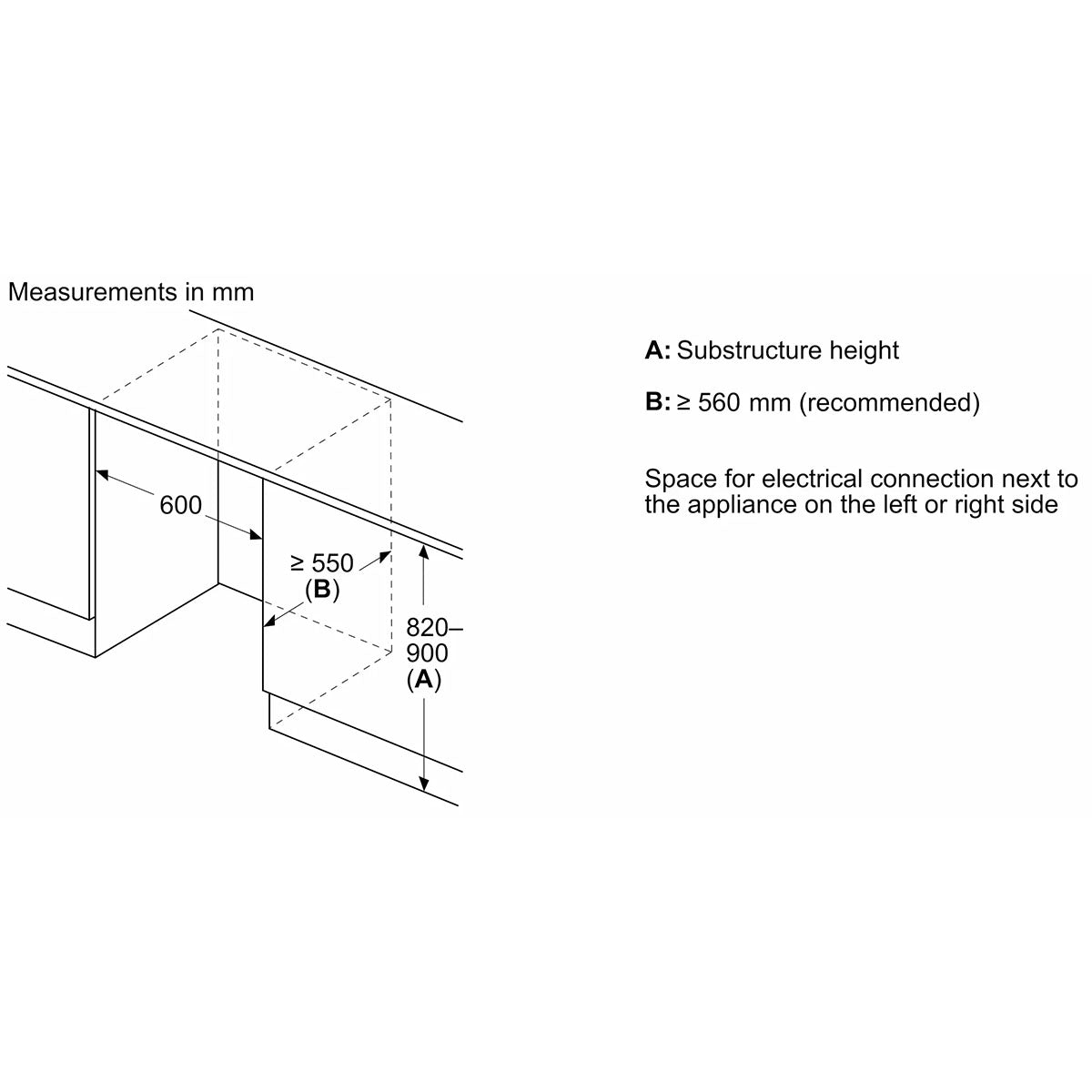 NEFF KU2222FD0G N 50 Built-Under Fridge With Freezer Section, 93 Litre, 59.8cm Wide - Flat Hinge