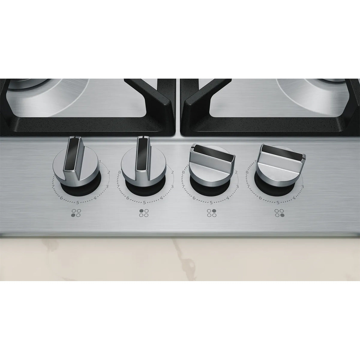 NEFF T26CIP8N0 N 70 Gas Hob, 4 Zones, Knob Ignition, 58.2cm - Stainless Steel