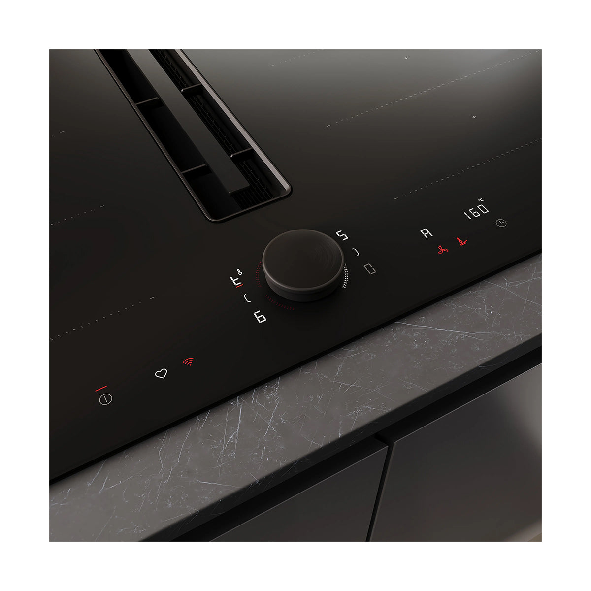 NEFF V68YYX4B0 N 90 Induction Hob With Integrated Ventilation System, Flex Design, 4 Zones, 83.4cm Wide - Matt Black