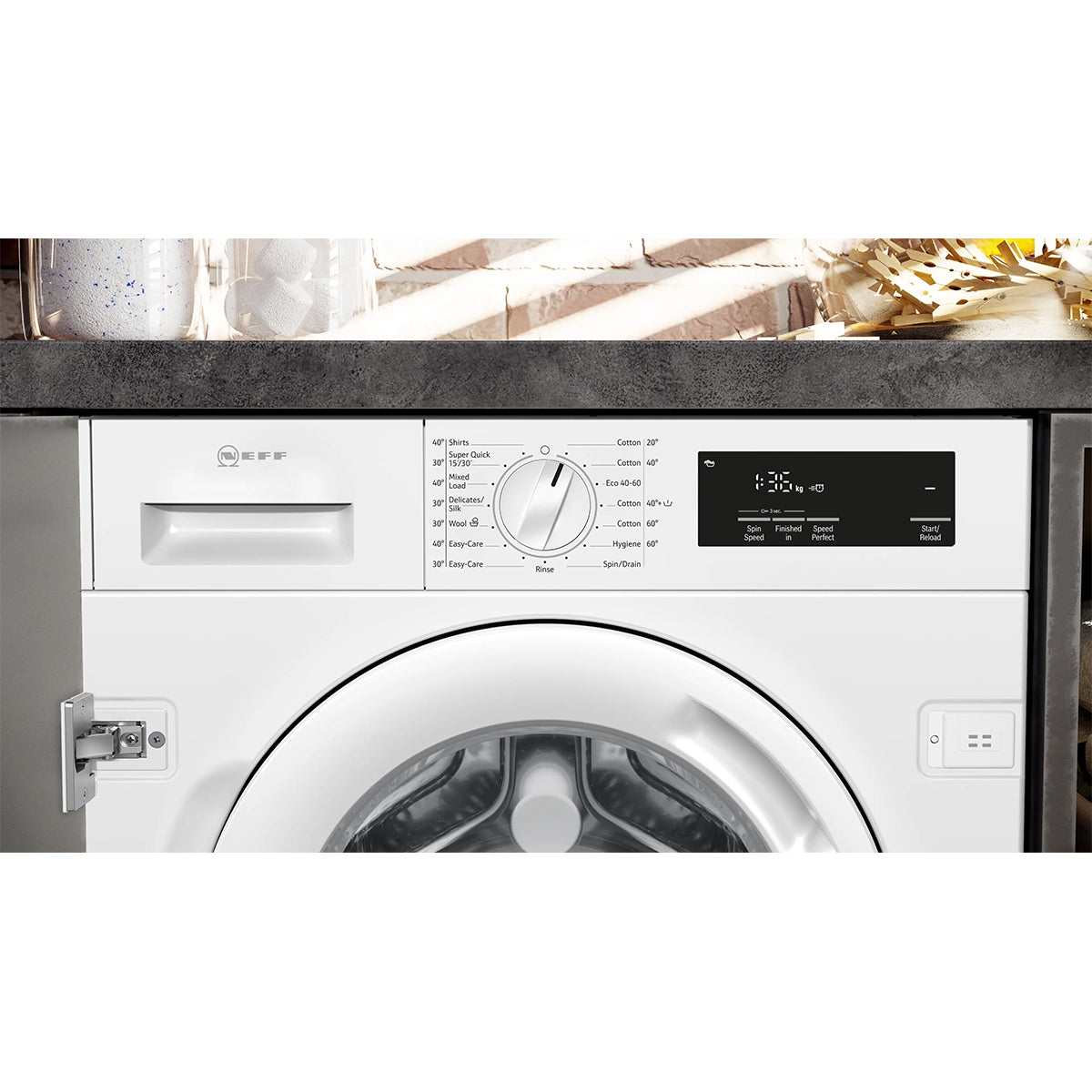 NEFF W543BX2GB Built-In Washing Machine, 8Kg, 1400 rpm, 59.6cm Wide - White