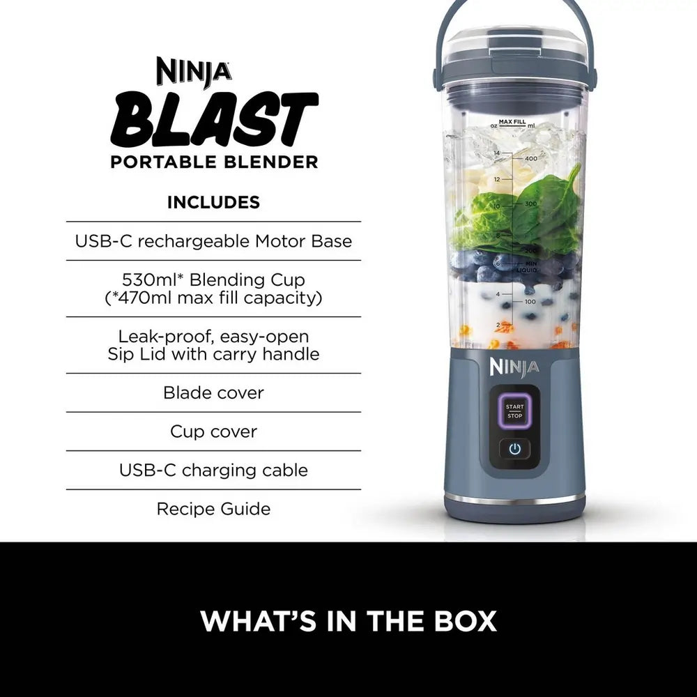 Ninja Blast BC151UKNV Cordless Portable Blender, Denim Blue