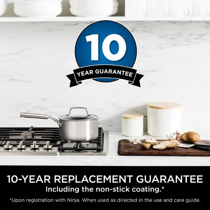 Ninja Essentials C60024UK 24cm Frying Pan With 10 Year Warranty, Silver