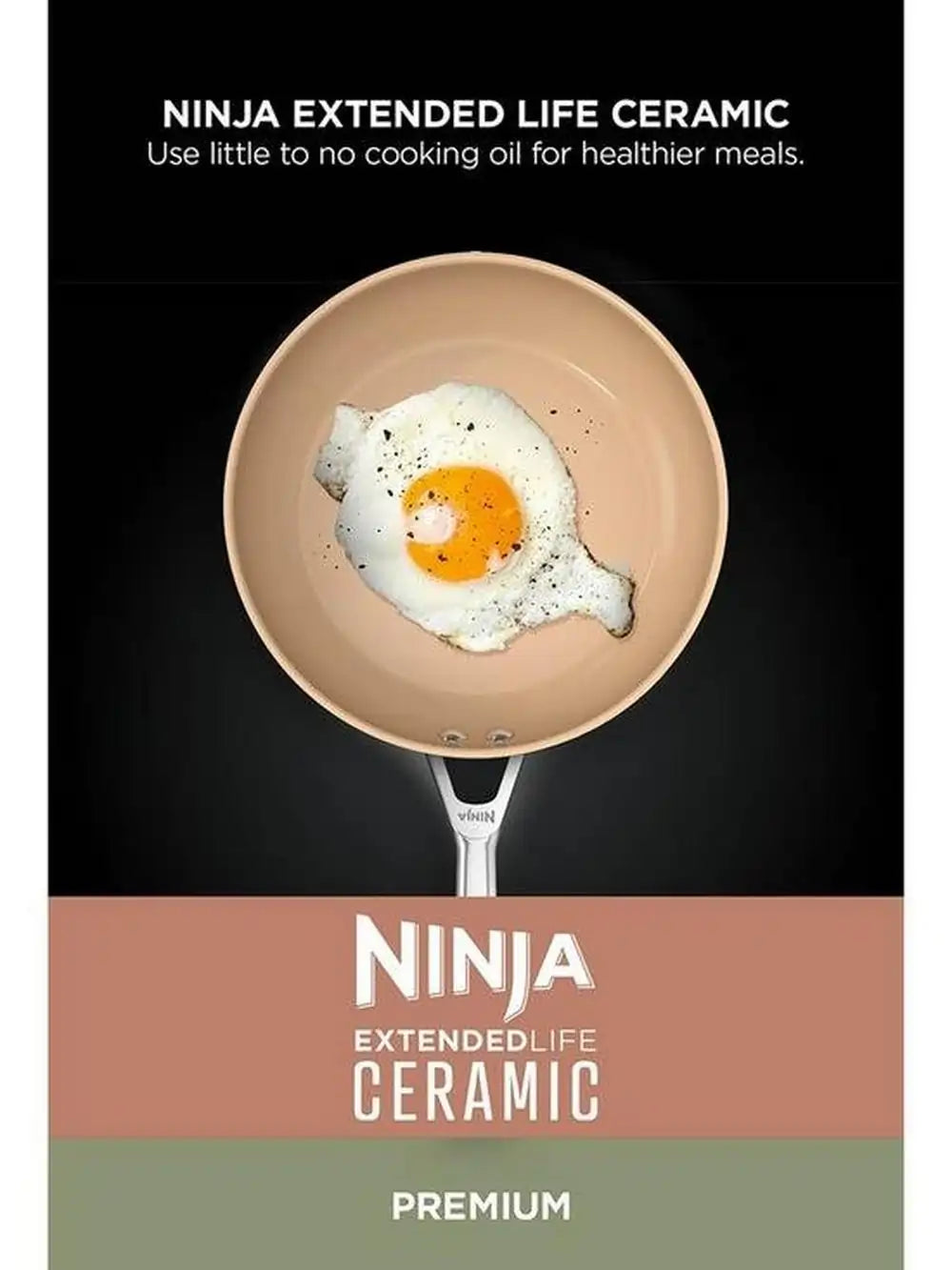 Ninja CW95000UK Ceramic Coated 5 Piece Cookware Set, Apricot & Grey